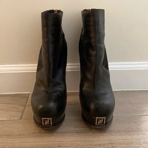 Fendi leather/pony-hair boots